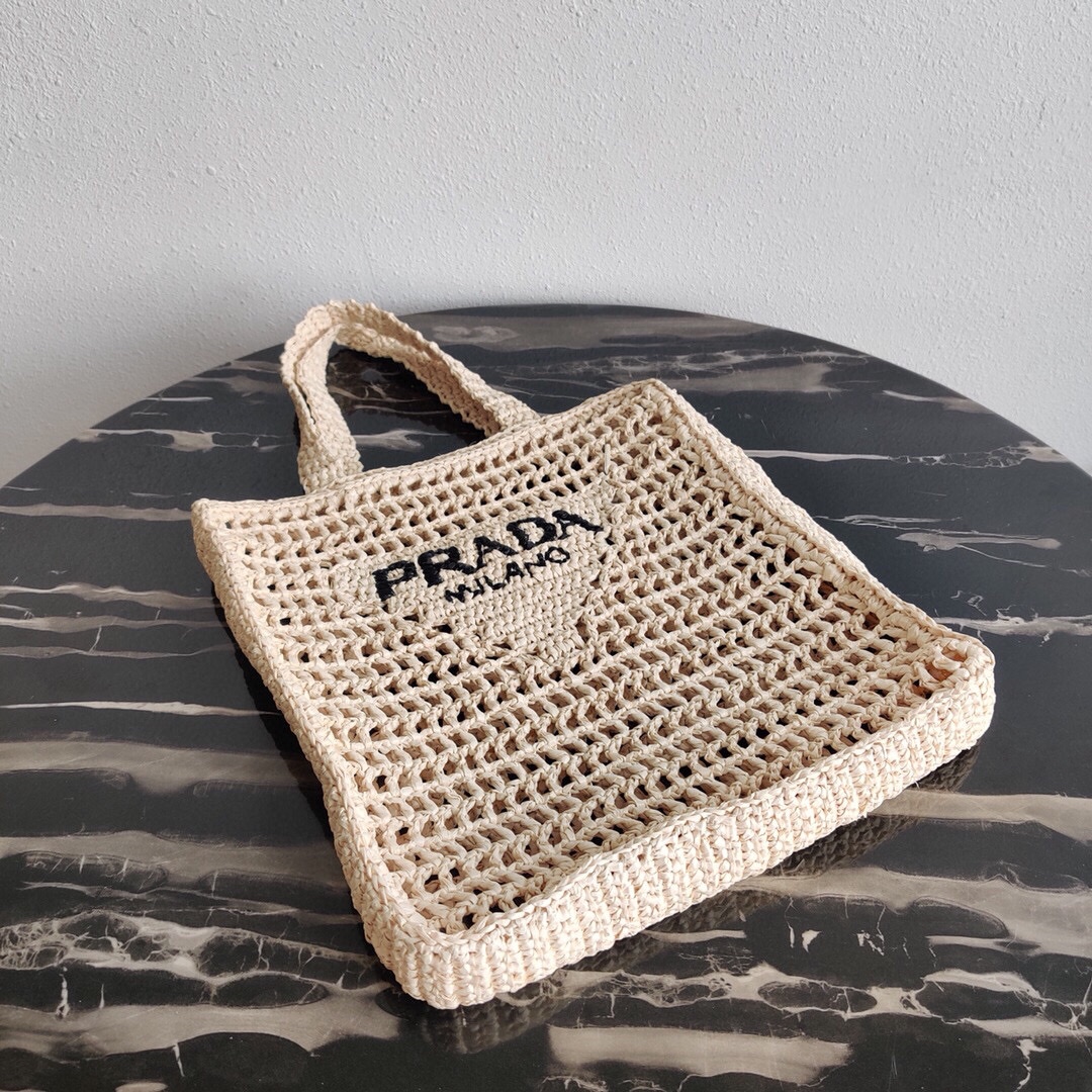 Prada Crochet Bag Tote Natural 1BG393